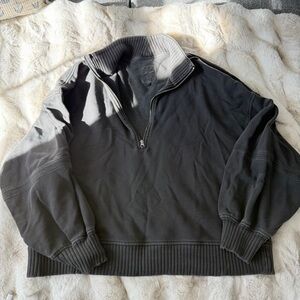 Aerie women’s Dark black Zip-Up Sweater